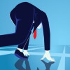 Businessman in starting position ready to sprint run stock illustration