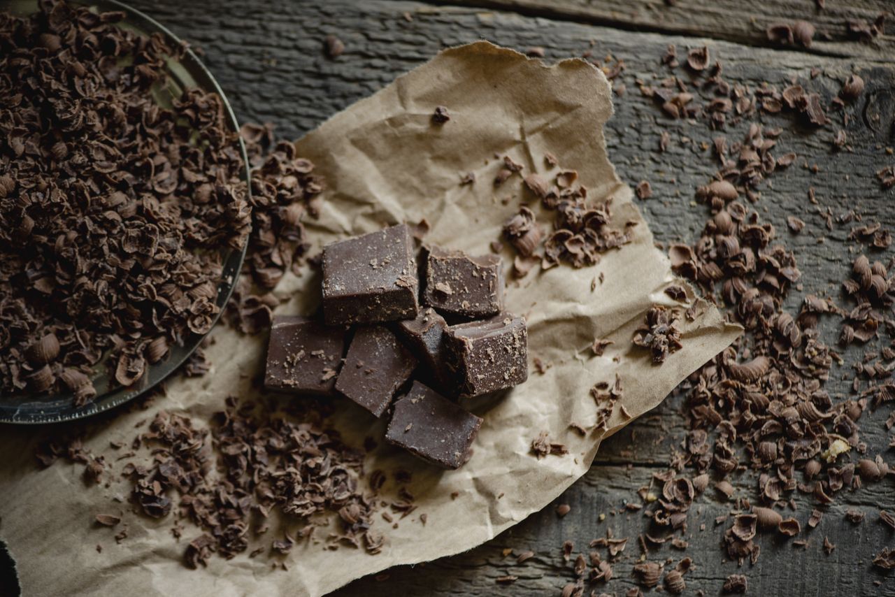 Pieces of dark chocolate