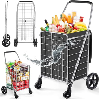 Wellmax Folding Shopping Cart with Wheels