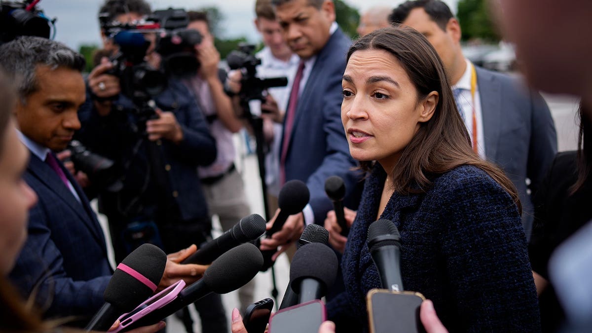 U.S. Rep. Alexandria Ocasio-Cortez (D-NY) speaks to members of the media
