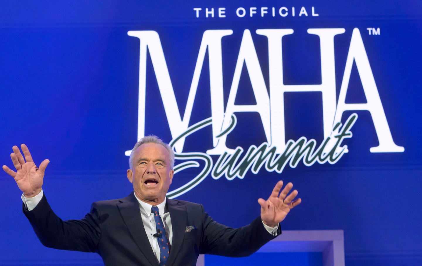 Robert F. Kennedy Jr., arrives on stage at the inaugural Make America Healthy Again summit, November 12, 2025, in Washington, DC.