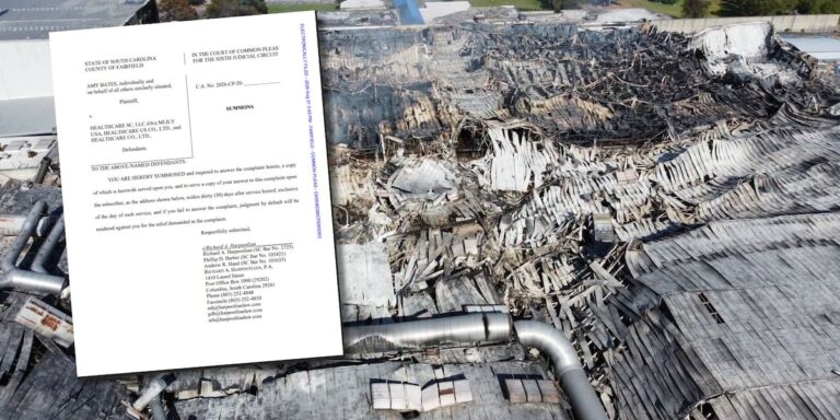 Proposed class-action lawsuit filed against Healthcare SC following Winnsboro factory fire