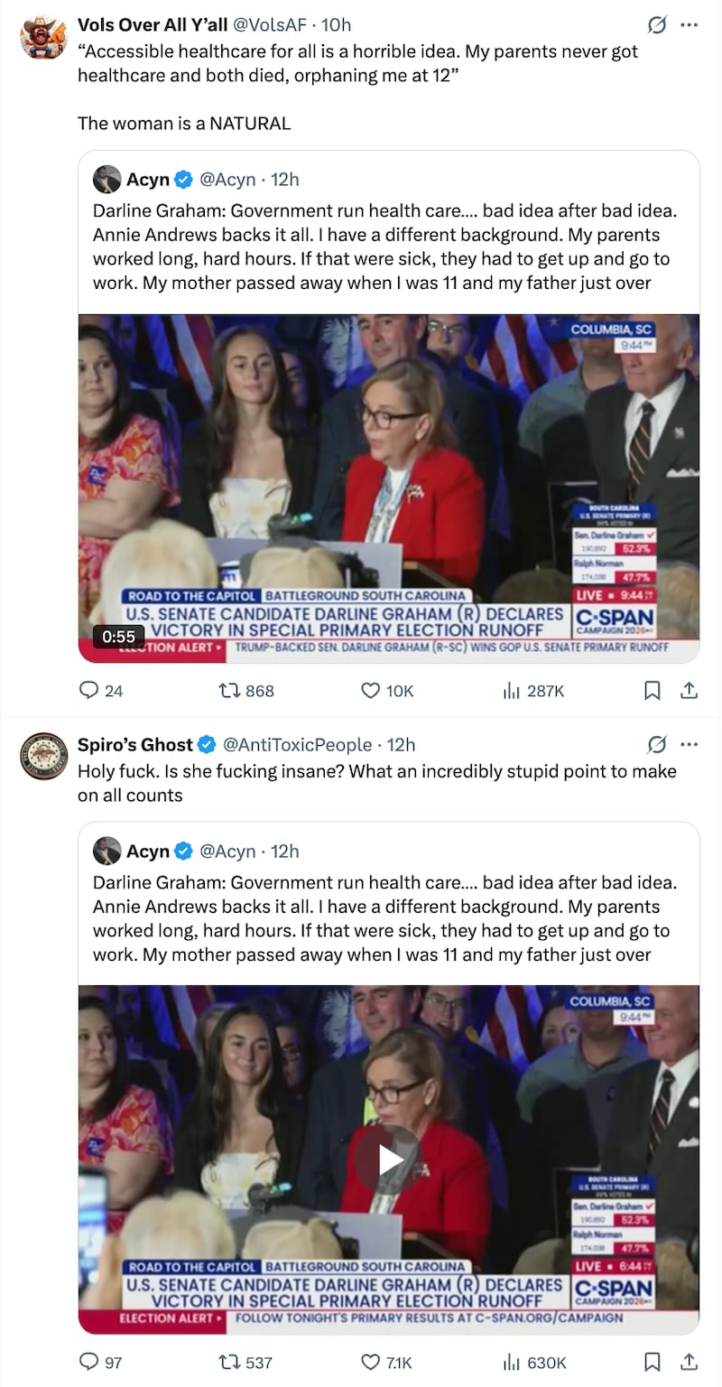 There was no shortage of viral criticisms of Darline Graham’s bizarre healthcare take.