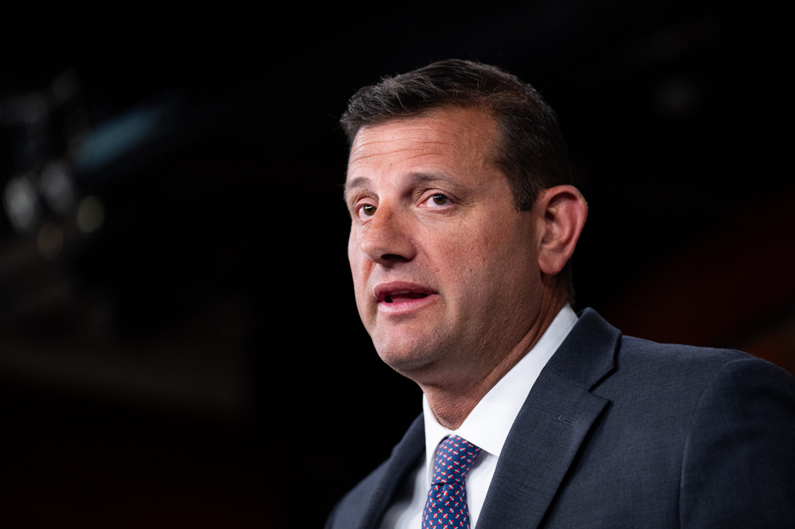 A photo of David Valadao speaking at a press conference.