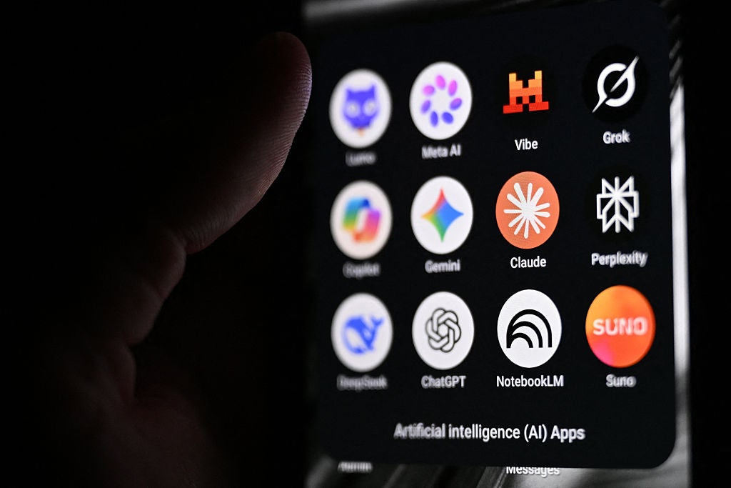 A smartphone displaying the icons of artificial intelligence apps, pictured in Saint-Mande, east of Paris, on 15 July, 2026