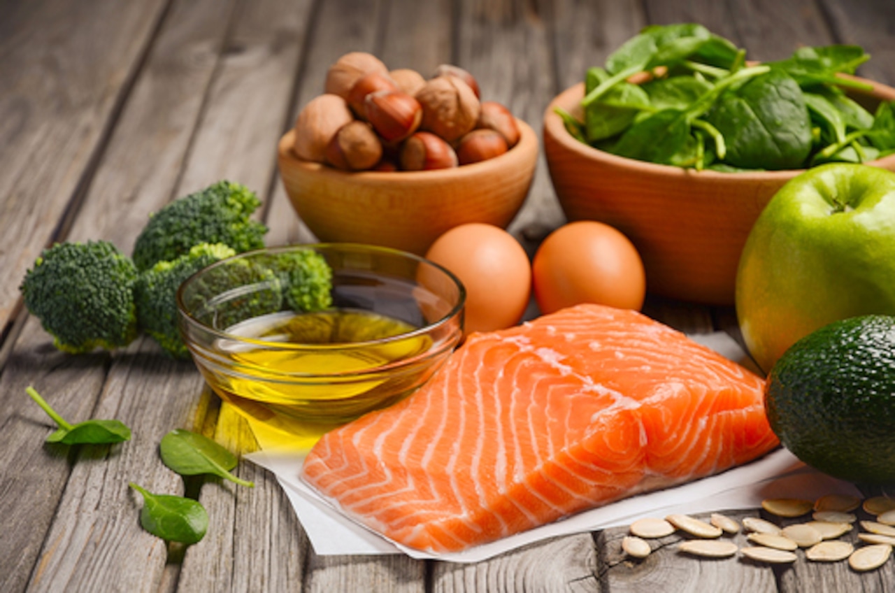 Selection of healthy products. Balanced diet concept.