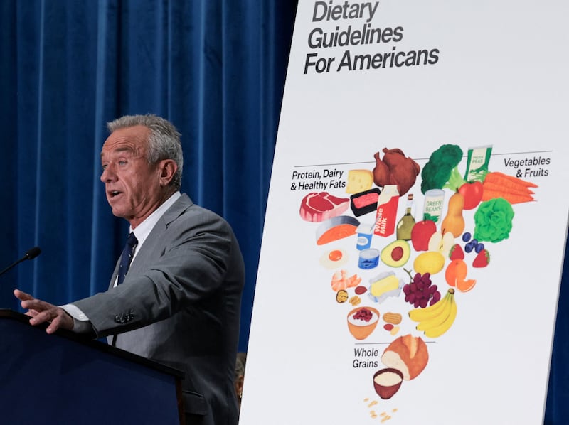 U.S. Health and Human Services (HHS) Secretary Robert F. Kennedy Jr. speaks, announcing new nutrition policies during a press conference at the Department of Health and Human Services in Washington, D.C., U.S., January 8, 2026. REUTERS/Jonathan Ernst
