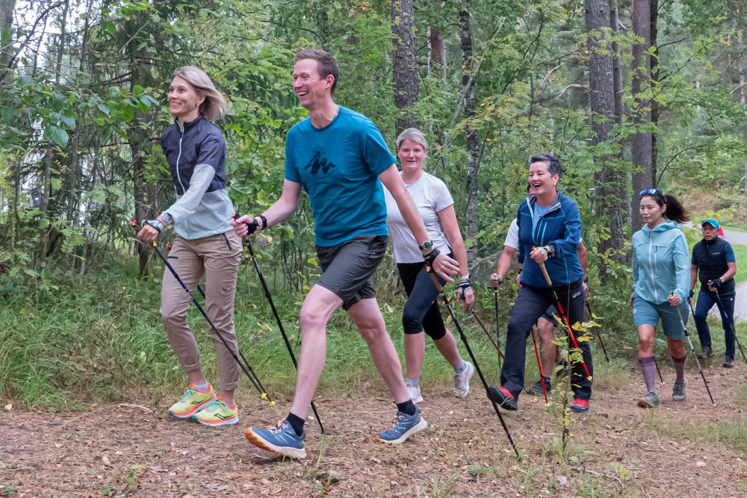 Nordic walking can imrpove health and fitness in people of all ages and ability levels, instructor Katie Atkins says (Credit: International Nordic Walking Federation)
