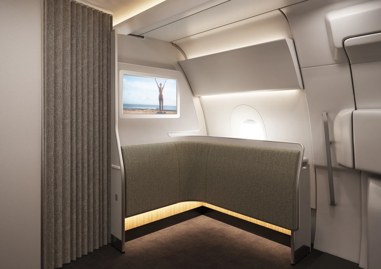 A rendering of the "Wellbeing Zone" of Qantas' A350 aircraft.