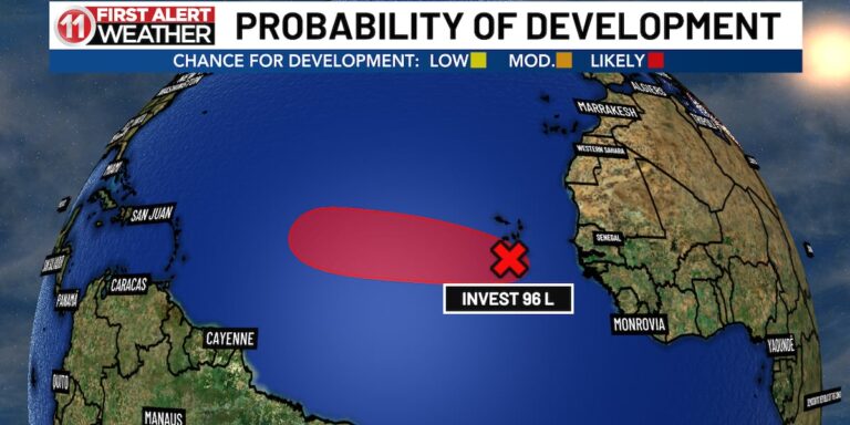 A tropical depression or Tropical Storm Dolly could from over the next day or so.
