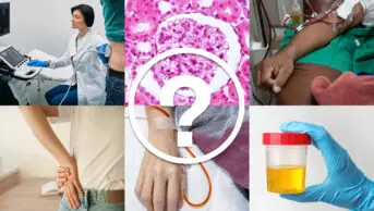 Collage of 6 images about renal health