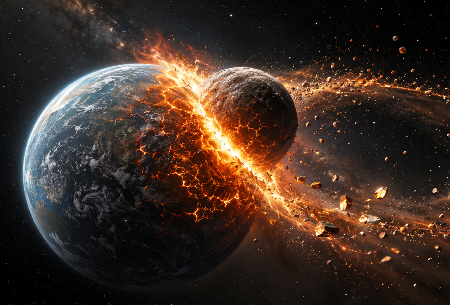 Theia remnants inside Earth may survive as two giant mantle blobs left by the collision that created the Moon.
