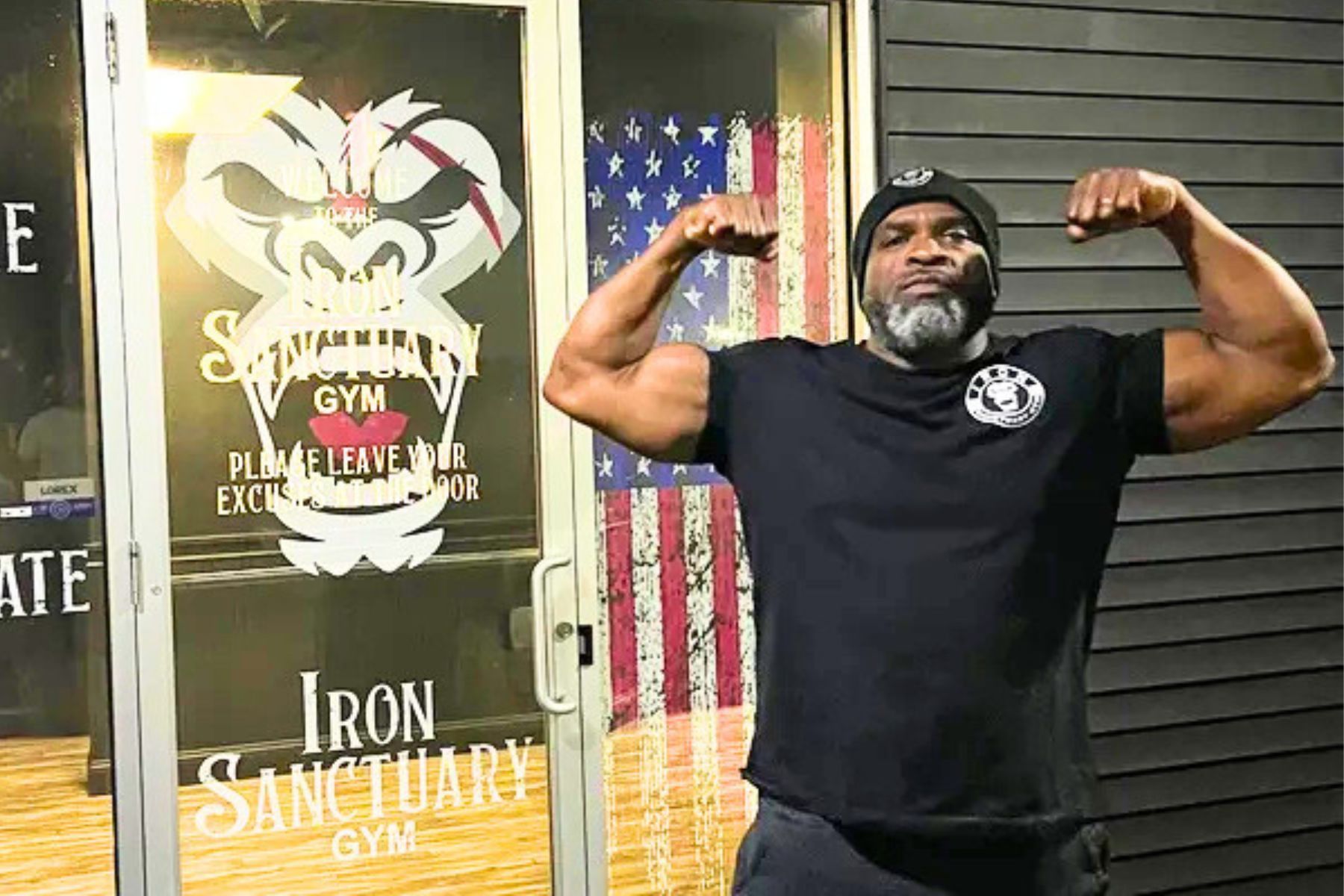 James Turner standing in front of gym entrance.