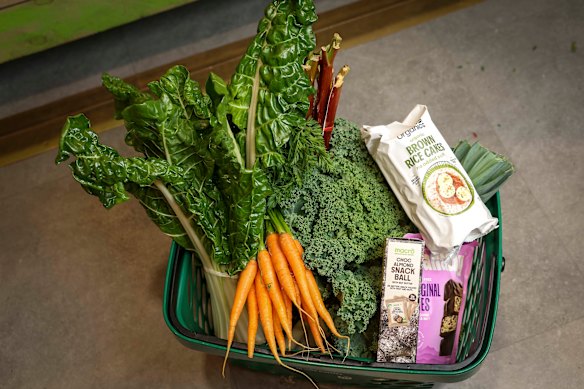 A glimpse into Professor Felice Jacka’s shopping basket, loaded with vegetables and snacks.