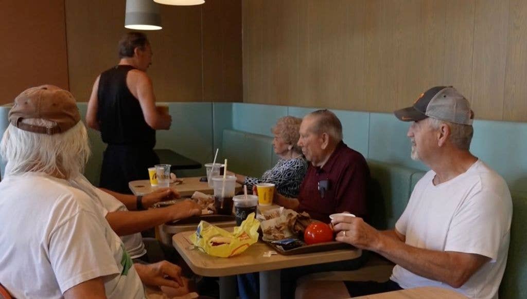 John and Jerry Carroll with their friends at McDonald's