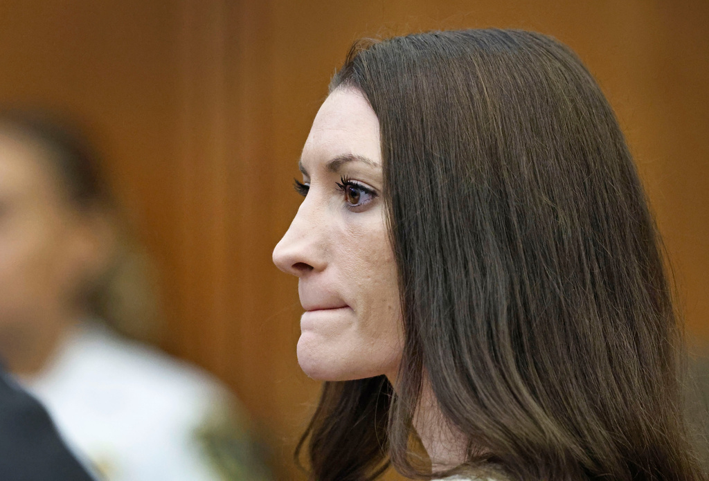 Lindsay Clancy listens to the testimony of Dr. Gregory Saathoff during her murder trial in Plymouth Superior Court, Wednesday, Aug. 26, 2026 in Plymouth, Mass.