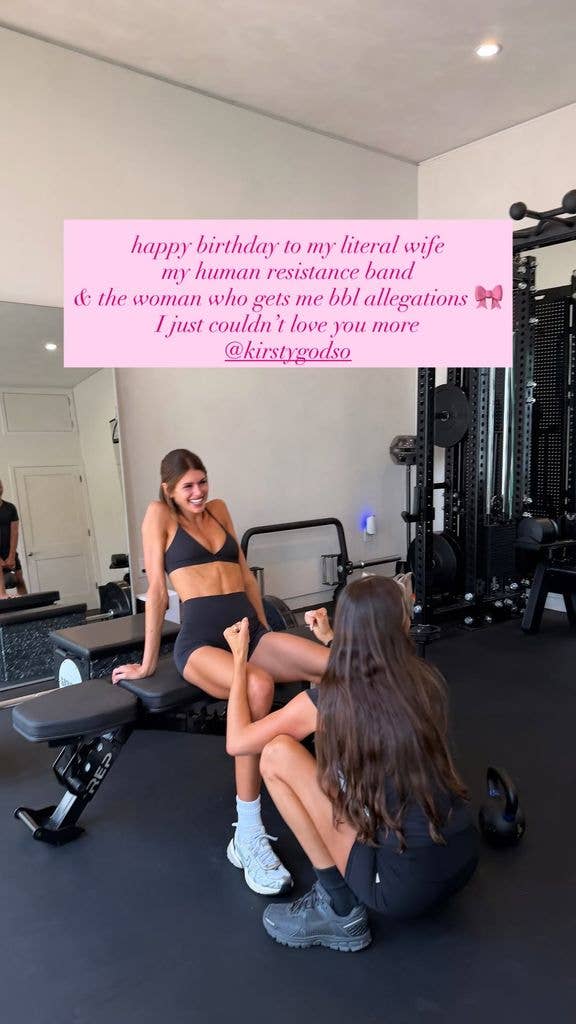 Kaia  Gerber in the gym with Kirsty