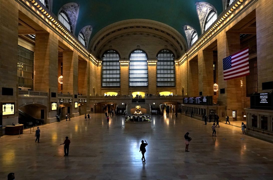 New York's usually bustling Grand Central Terminal stood virtually empty on July 21, 2020.