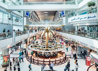 A scene inside Dubai International Airport (DXB).