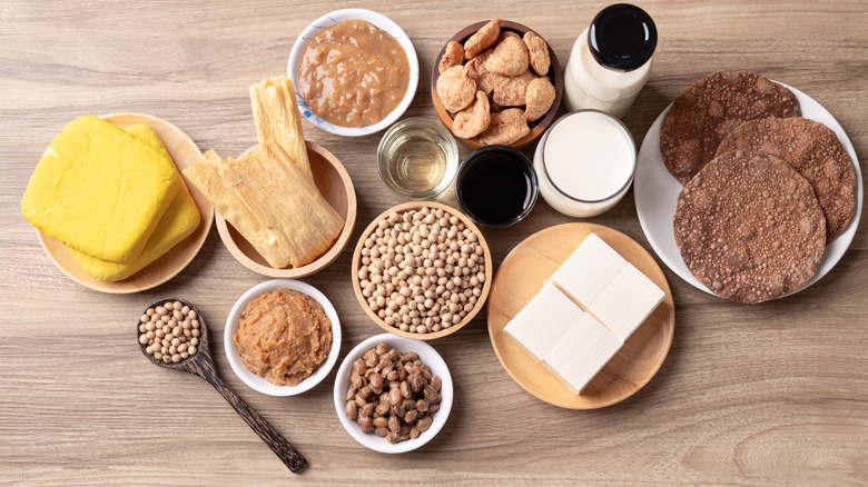 Assorted soy beans and products