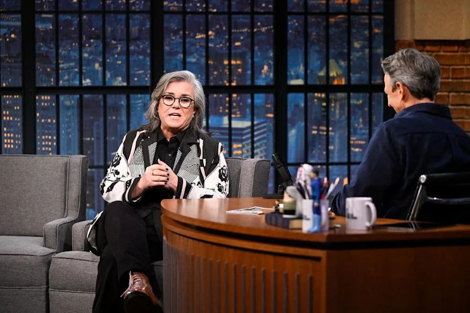 Comedian & actress Rosie O'Donnell during an interview with host Seth Meyers on July 23, 2026