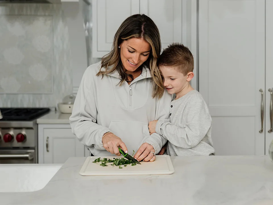 Morgan Kline with son