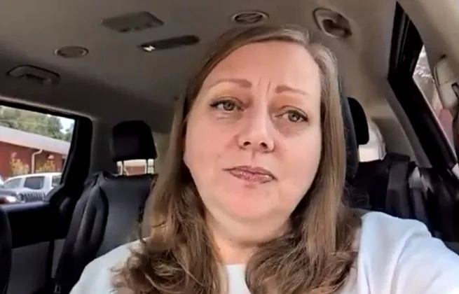 Stacy Staggs becomes empotional as she thinks about what Medicaid cuts could mean for her daughter Emma. (Photo: Screengrab from Defend America Action press conference)