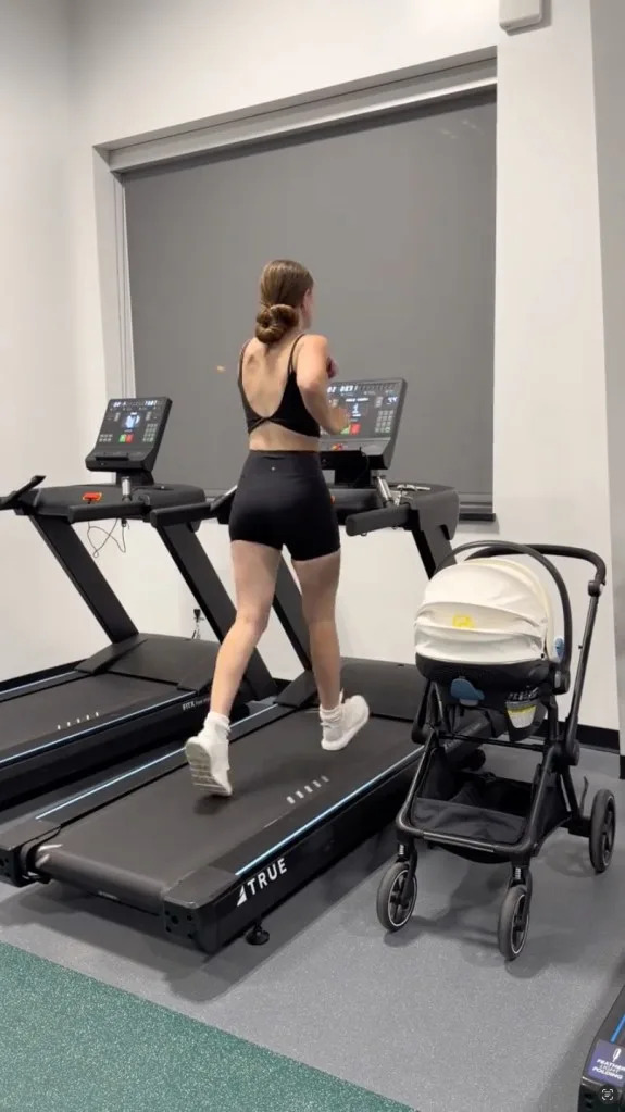 While digital castigators called Holm "insane" and "irresponsible" for working out with her baby, social media cheerleaders lauded the mom for prioritizing her overall well-being.  TikTok/@angela.holm