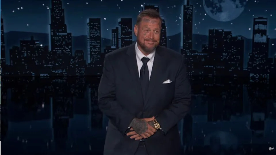 The rapper made the TMI revelation while guest hosting "Jimmy Kimmel Live" on Monday night, and poking fun at President Trump's recent weight gain.  ABC
