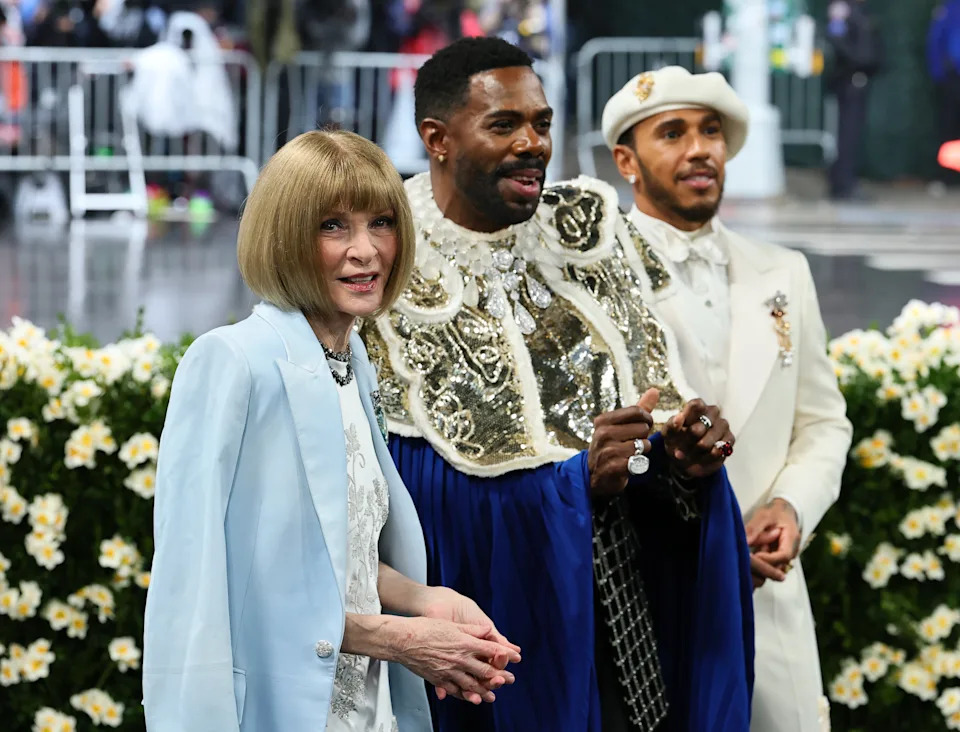 Met Gala Chair, Anna Wintour, and Met Gala Co-Chairs Colman Domingo and Lewis Hamilton at the 2025 Met Gala Celebrating