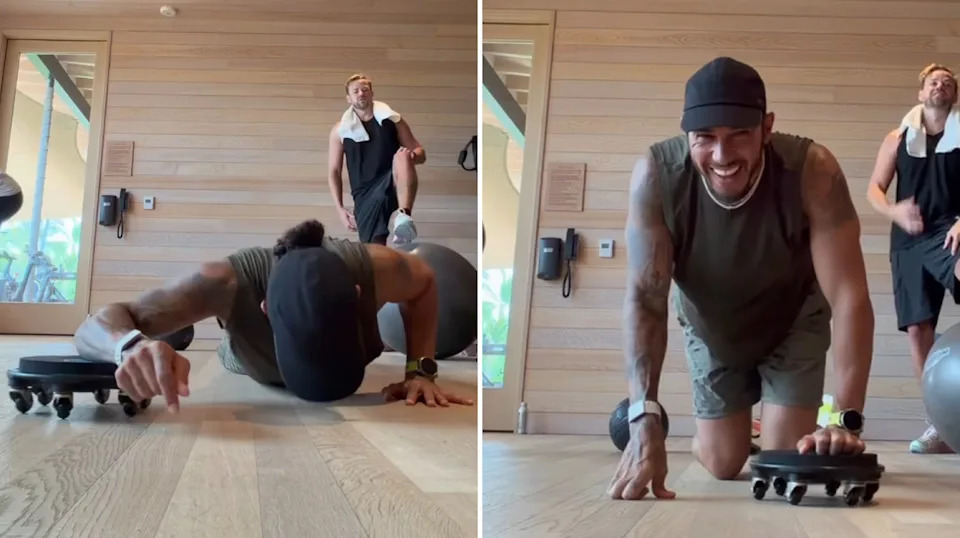 Lewis Hamilton made the workout look easy, laughing between sets. / Instagram/Lewis Hamilton