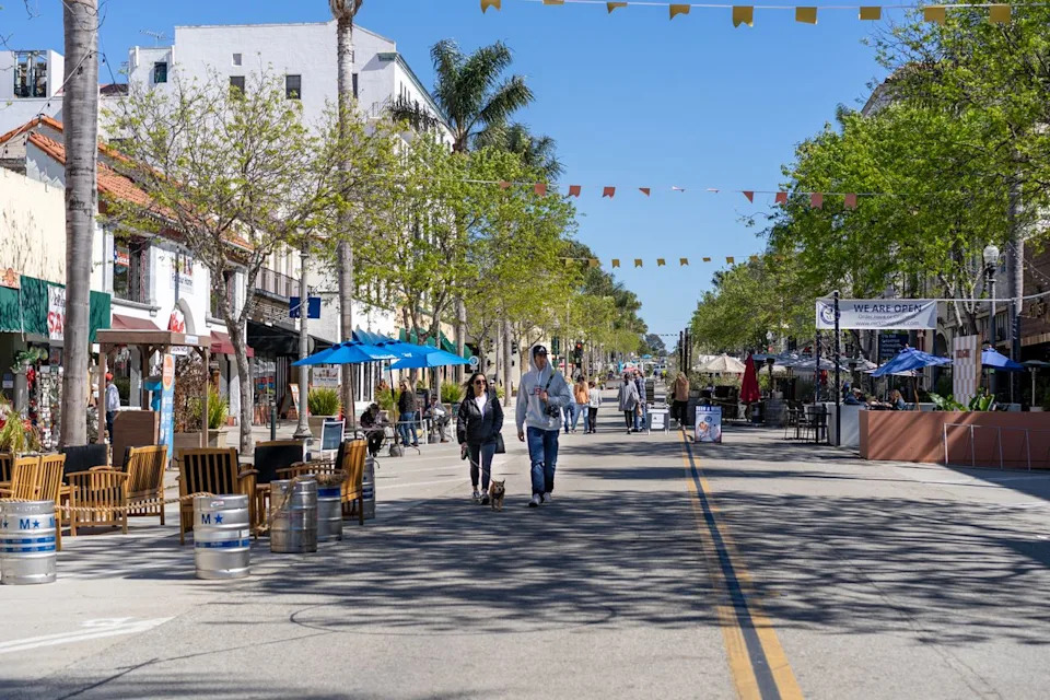 People walking in downtown Ventura, California.Credit: Valeria Venezia/Getty Images