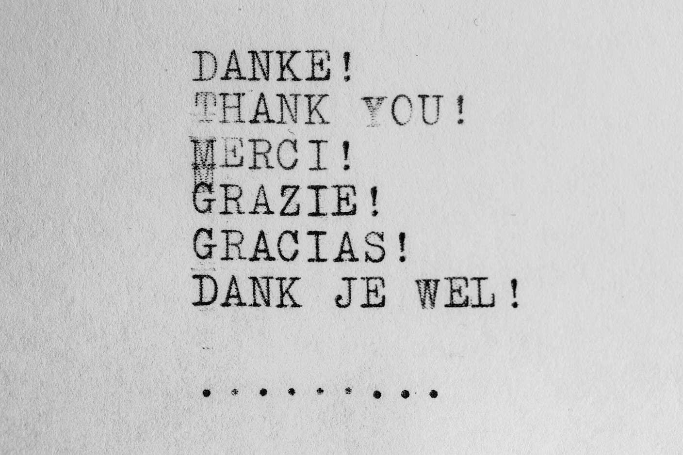 Thank you translated in different languages