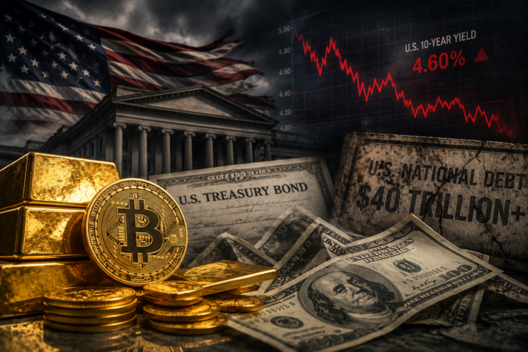 Investors are flocking to gold and bitcoin as anxiety over U.S. government bonds and the dollar grow..