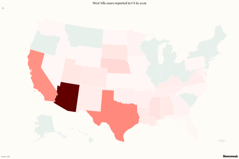 Map shows mosquito-borne West Nile virus spreading across US, killing eight