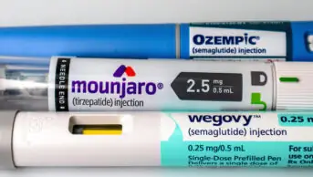 An image of Ozempic, Mounjaro and a Wegovy weight-loss pens