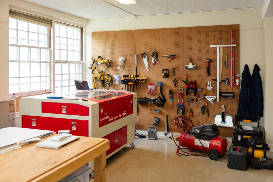 This shop room at the Greenway Institute was nicknamed "the sandbox" by students during a prototype semester in which they worked on real-world projects under the supervision of faculty mentors.