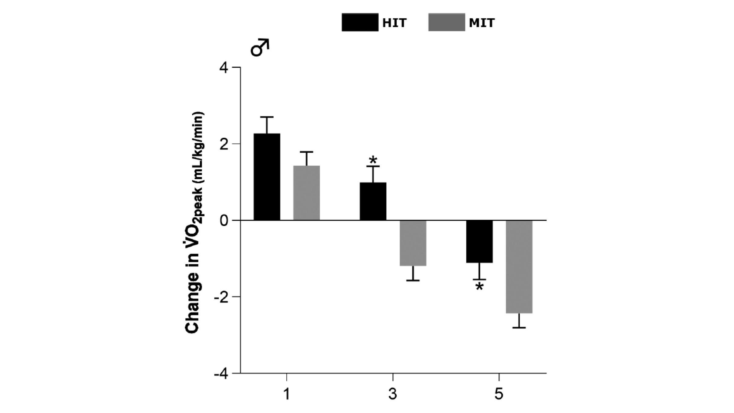 Doing high-intensity exercise slowed the decline in VO2 max.