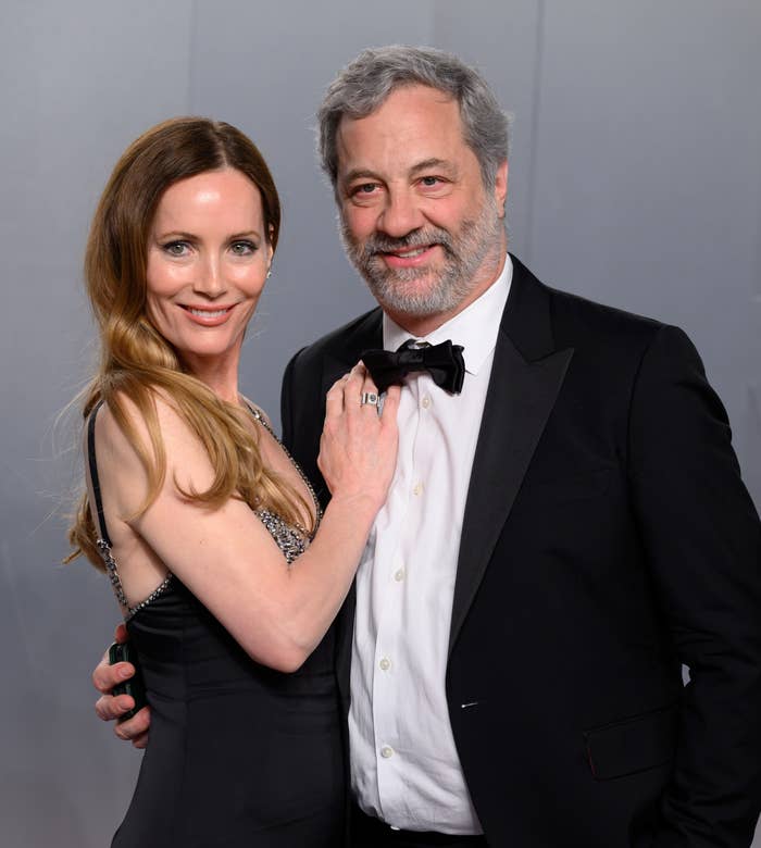 Leslie and Judd Apatow on a red carpet